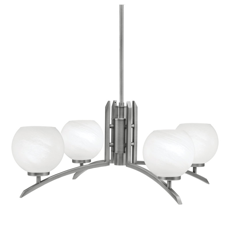 Lustre lumineux en verre marbré blanc 5,75 po, H 58,25 po x l 27,5 po x P 27,5 po, Graphite, 4
