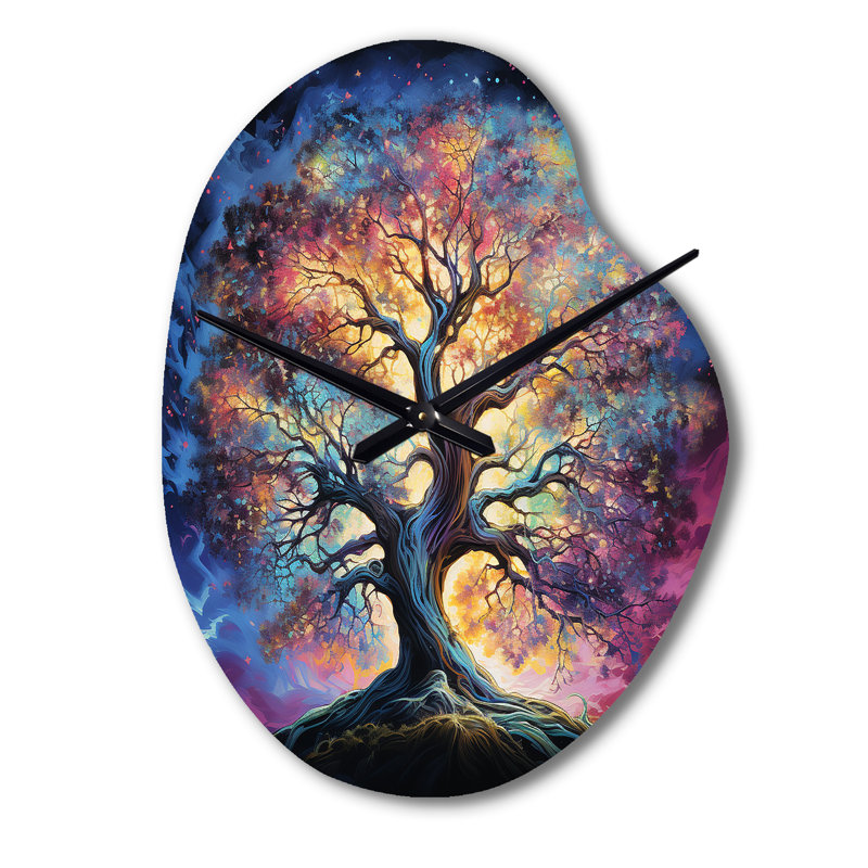 Horloge murale asymétrique en métal coloré, éternelle force I - horloge murale traditionnelle en métal, Grand