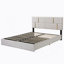 Ensemble de chambre à coucher 2 pièces, lit plateforme tapissier grand avec système de rangement hydraulique, repose-pieds avec pieds en métal, beige-2098524903