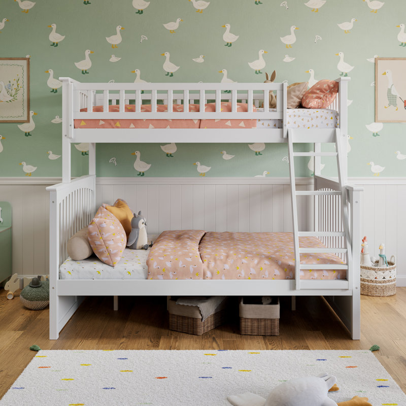  Flinn Solid Wood Bunk Bed, Twin over Full, White