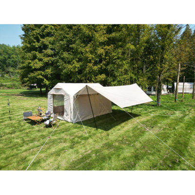 9,8 x 13 pi avec auvent, tentes de camping gonflables avec pompe à main, tentes de glamping à l'air, tente de soufflage facile à installer et à l'épreuve du vent