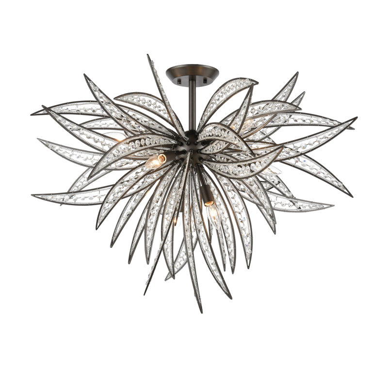 Plafonnier semi-encastré 8 lumières Naples - largeur 35 po - graphite foncé