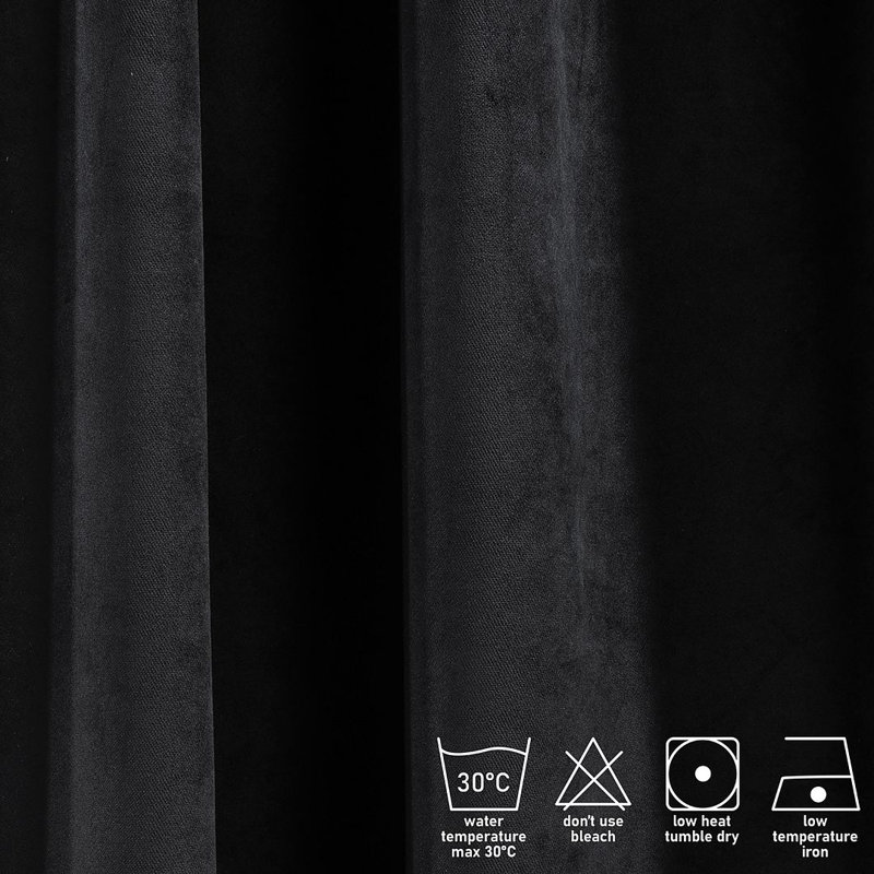 Soft Touch Velvet Kitchen Valance, 90 W x 60 D cm, Black