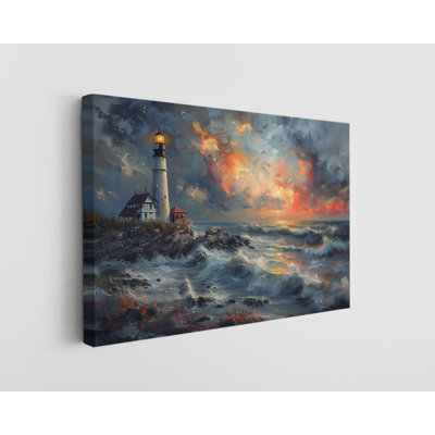 Oil Painting of a Lighthouse Canvas Print, Modern Wall Art Decor for Home & Office, Painting Reproduction