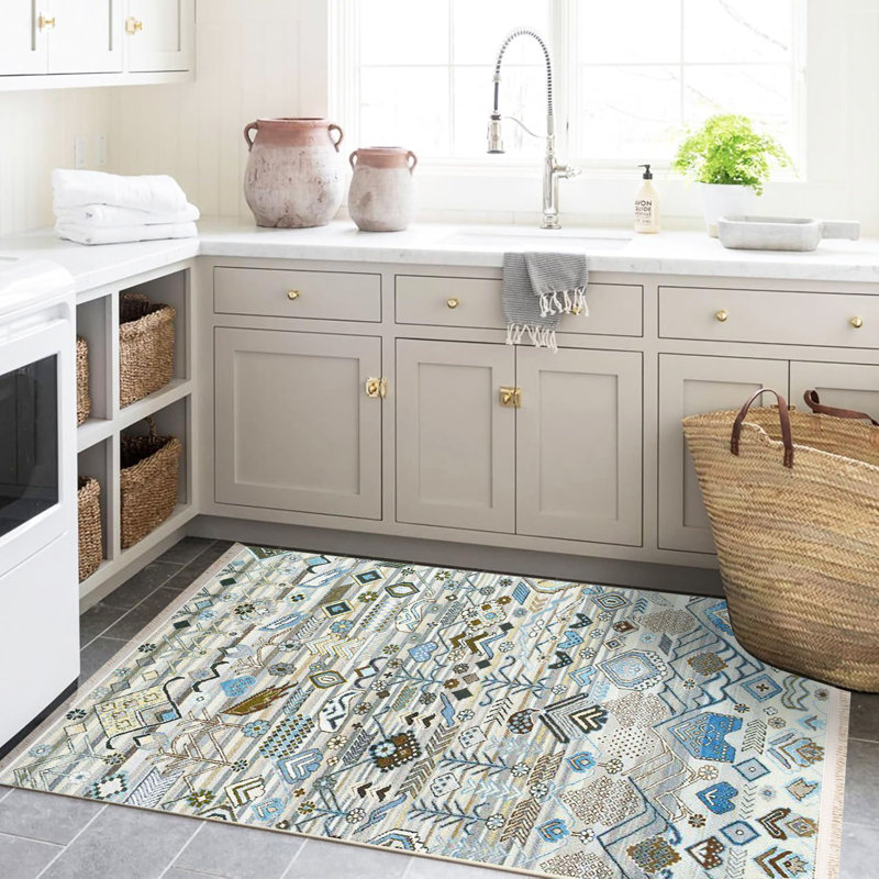 Tapis décoratif à motifs mixtes et à motifs mixtes de la collection Barcelona, Rectangle 3 pi 9,81 po x 4 pi 11,06 po