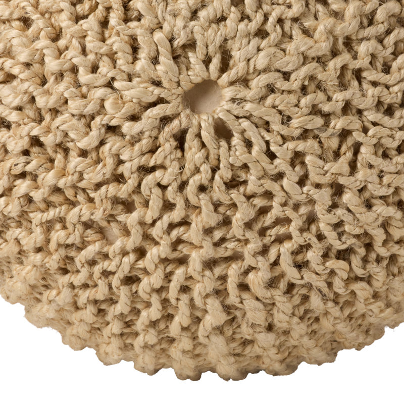 Deckerville Upholstered Pouf, Beige Jute
