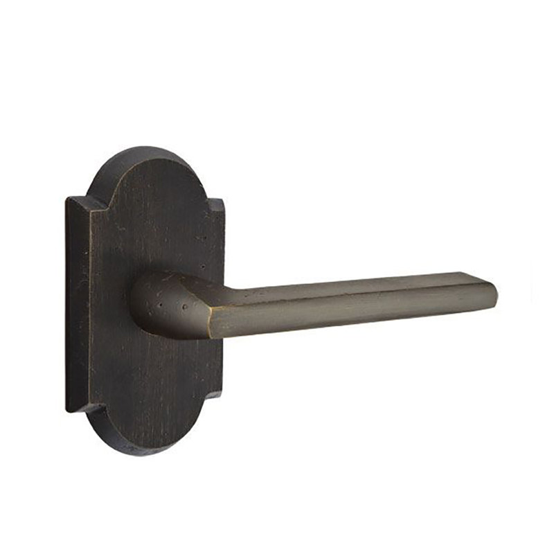 Faux levier de porte double avec rosette Lariat, Bronze plat noir, Droite