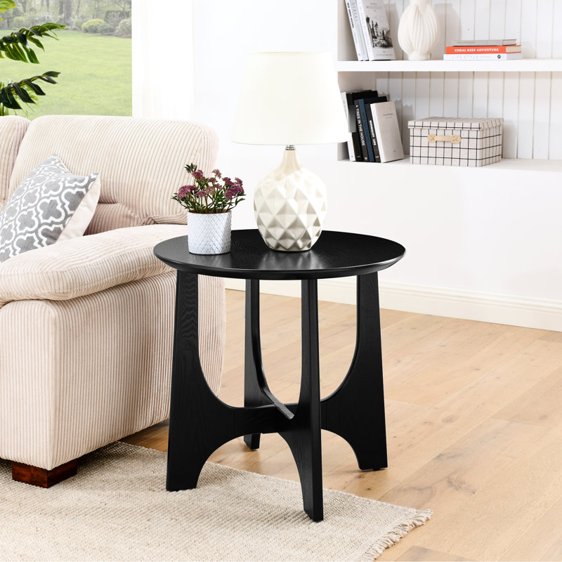 Table de chevet en bois de 25 po, aspect moderne, grain transparent, convenant à plusieurs pièces, table de bout ronde d'une capacité de charge de 150 lb, chambre de table d'appoint, salon, réception pratique,