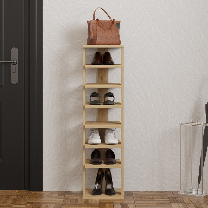Range-chaussures avec nombreuses tablettes, chêne saphir, 11,6 po x 43,3 po x 11,6 po | 100% panneau de particules enduit de mélamine, épaisseur: 0,7 pouce | Design moderne pour un rangement supplémentaire dans le vestibule ou le couloir, élégant et fonctionnel