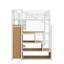 Lit mezzanine double en métal avec poste de travail intégré, garde-robe, escalier de rangement et DEL-989217016