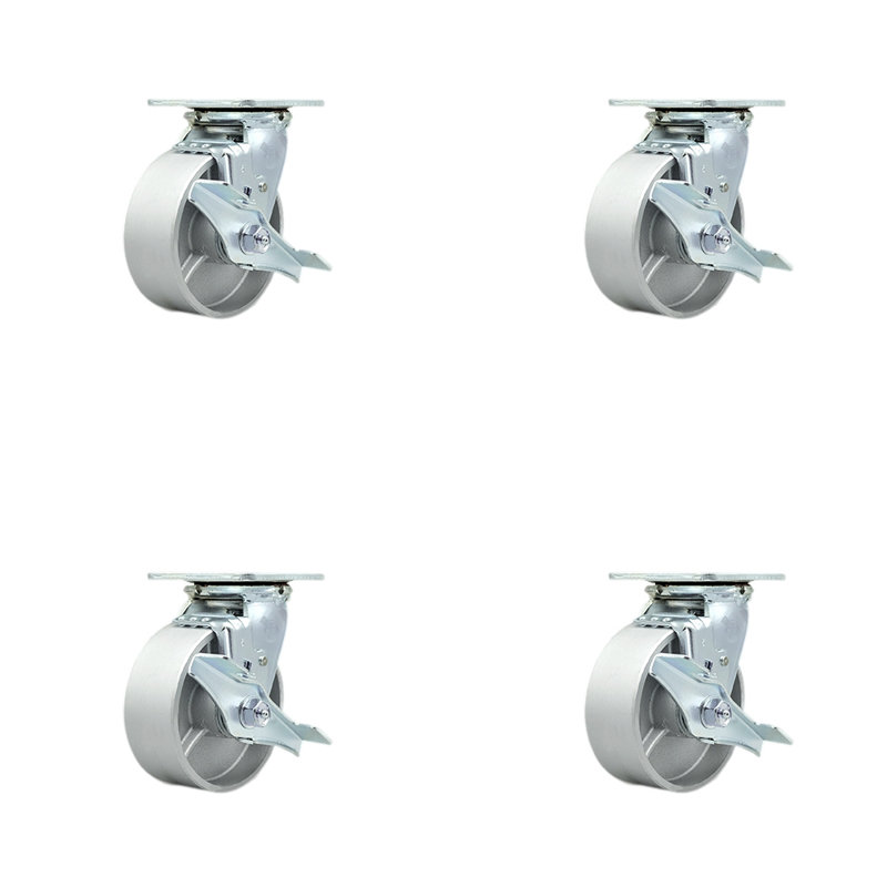 5 Inch Semi Steel Caster Set with Roller Bearings and Brake/Swivel Lock SCC|SCC-30CS520-SSR-TLB-BSL-4