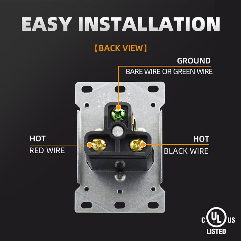30 Amp Black Thermoplastic Tamper Resistant Single Outlet