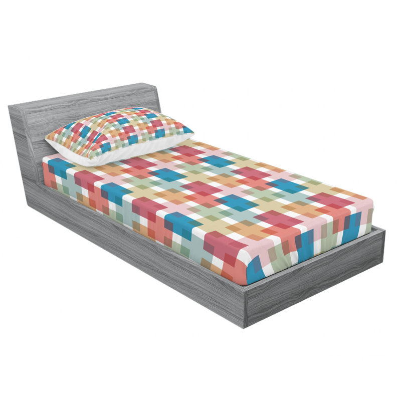Microfiber Gingham Sheet Set, Twin Sheet Set with Fitted Sheet