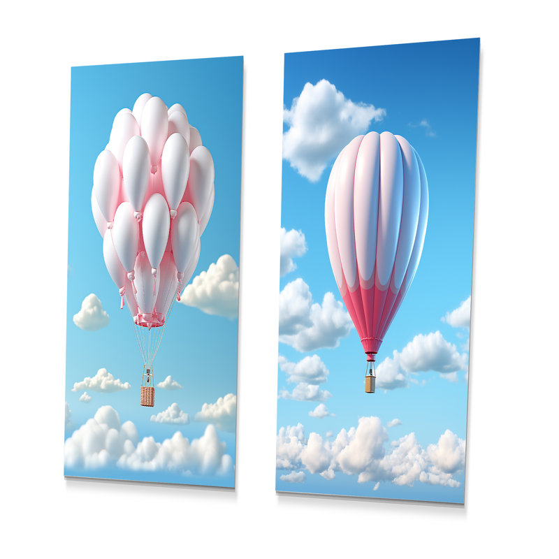 Skyhigh Balloon Whimsy - montgolfière, ensemble de 2 impressions sur métal, H 28 po x l 24 po