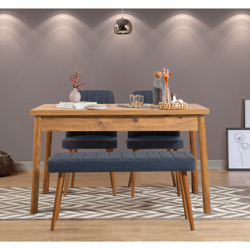 Ensemble repas pour 4 personnes Caruso, Bois de pin de l'Atlantique, Bois de pin de l'Atlantique, Bleu marine