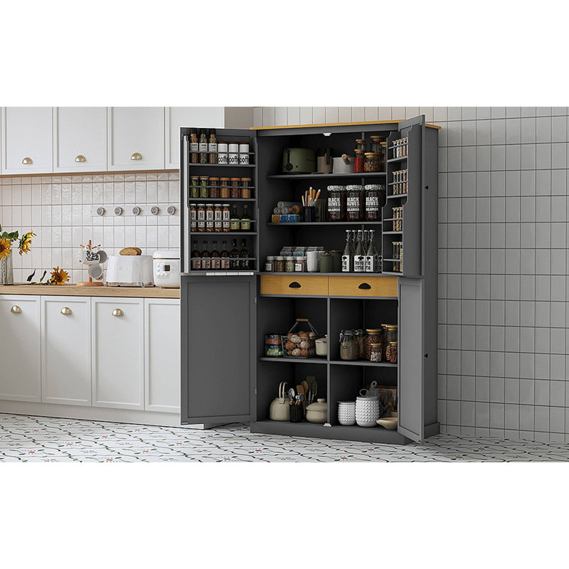 Garde-manger avec tablettes Heins French Doors, Gris