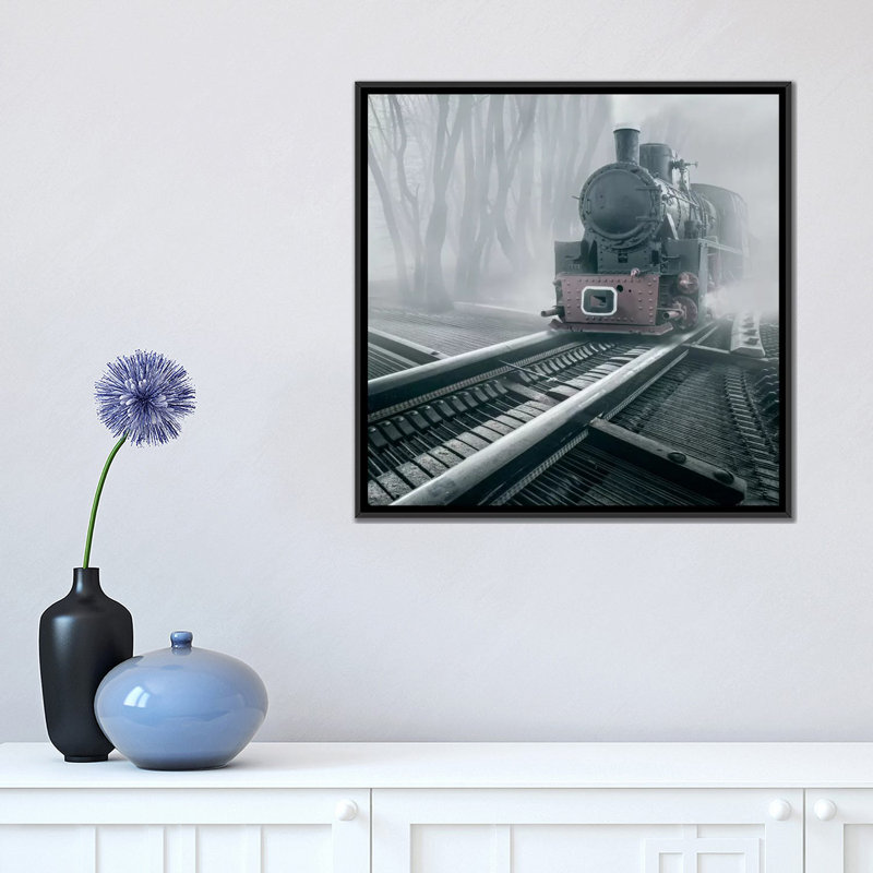 « romantique tracks », impression sur toile, H 18 po x l 18 po x P 1,5 po, Toile avec cadre noir