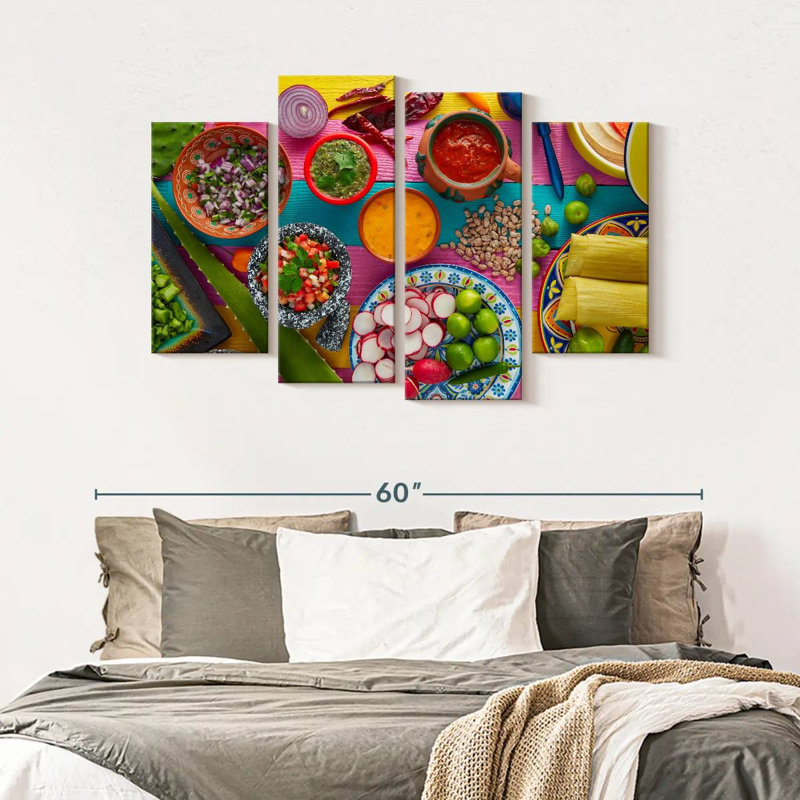 " Mexican Flavors " 4 - Pieces, 32" H x 52" W x 1.25" D