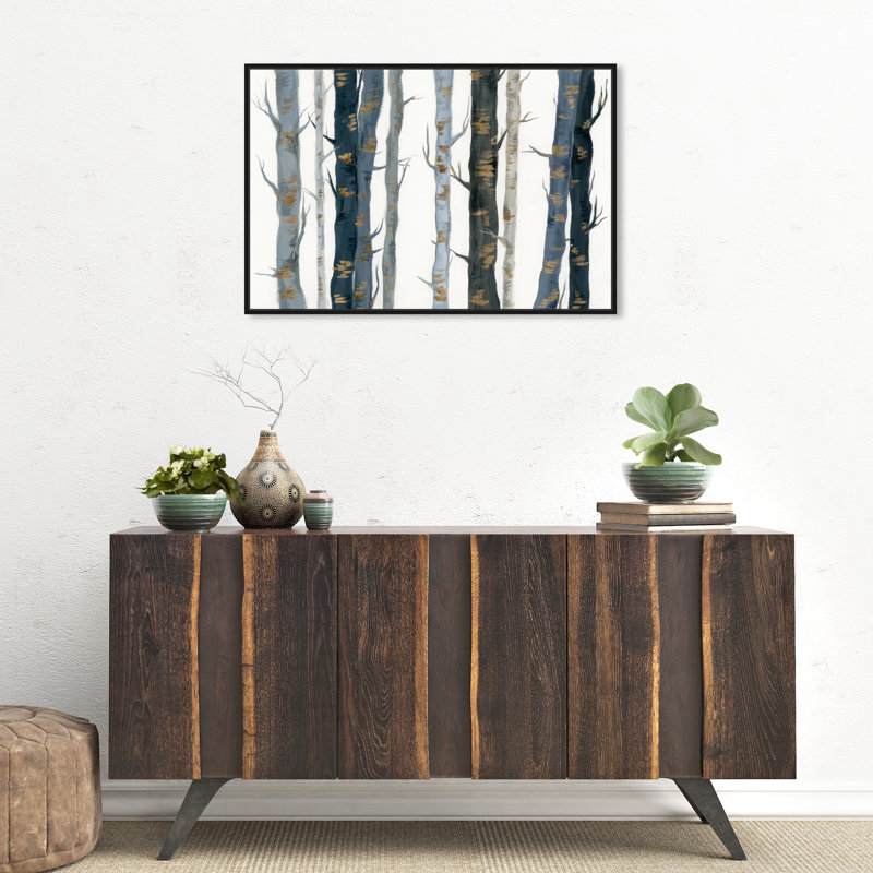 Nature et paysage derrière les bois - impression sur toile tendue, H 20 po x l 30 po, Cadre noir