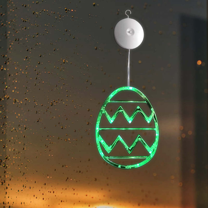 Easter Window Decorations Lights Easter Eggs Suction Cup Lantern, Orange