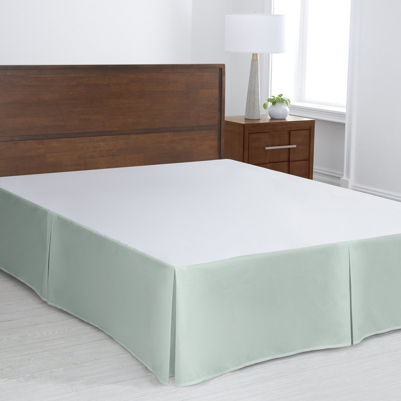 Cotton Blend Percale Bedskirt, King, Blue Haze Pleated
