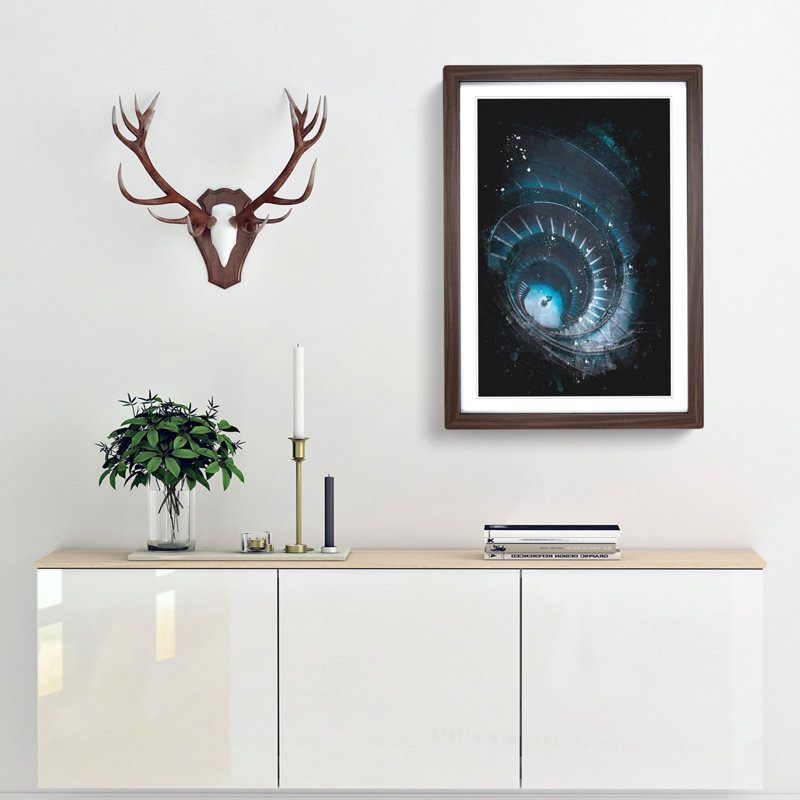 Spiral Staircase in Rome - Framed Print, 33cm H x 24cm W x 2cm D, Walnut Framed