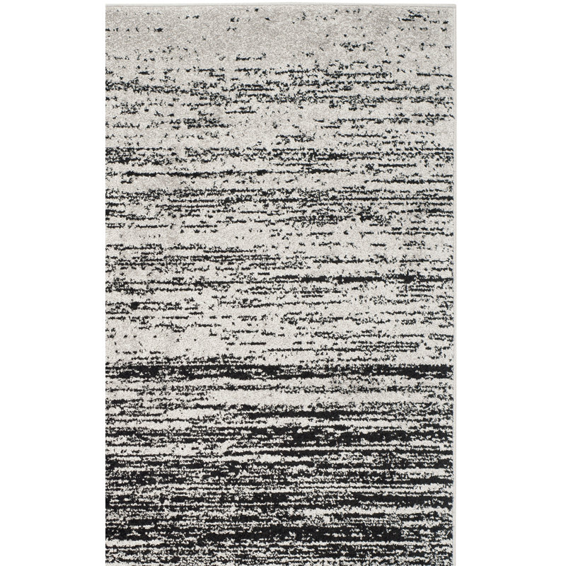 Tapis argenté / noir Atziri Costa Mesa, Rectangle 8 pi x 10 pi