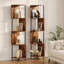 Étagère d'angle, étagère d'angle à 5 niveaux, présentoir de coin industriel, bibliothèque d'angle pour petit espace, salon, chambre à coucher, cuisine, brun rustique