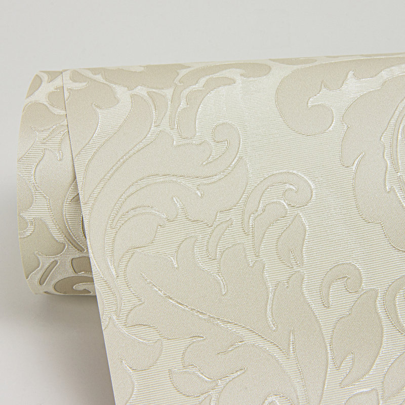 Kristen 33' L x 20.9" W Metallic Wallpaper Roll, White