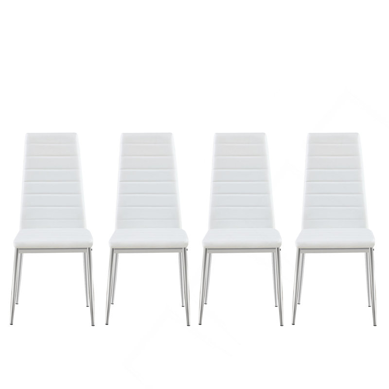 Ensemble de chaises de salle à manger de style moderne pour 4 personnes avec cuir PU confortable et pieds de chaise chromés