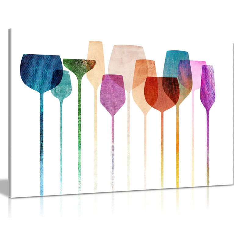 Wine Glasses - Wrapped Canvas Print, 31cm H x 46cm W