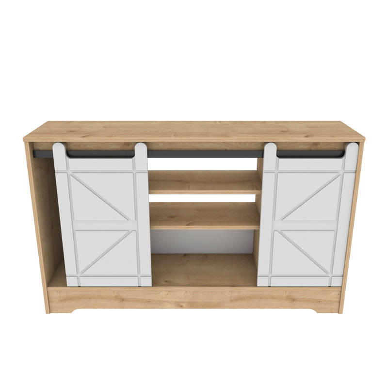 Decara 55" TV Stand For Tvs Up To 65", Sapphire Oak/White
