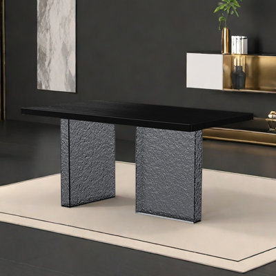 Long wooden desk for reading and studying simple