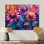 Géométrique tournesols classés dans des teintes de crépuscule mauve II - art mural floral