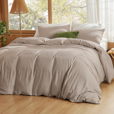 Bedsure 100% Muslin Cotton Duvet Cover King Size -Linen Like Gauze Comforter Cover Set (Set Of 3)