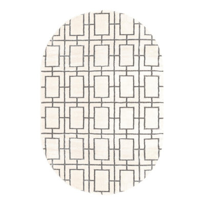 Glam Geometric White Silver Area Rug
