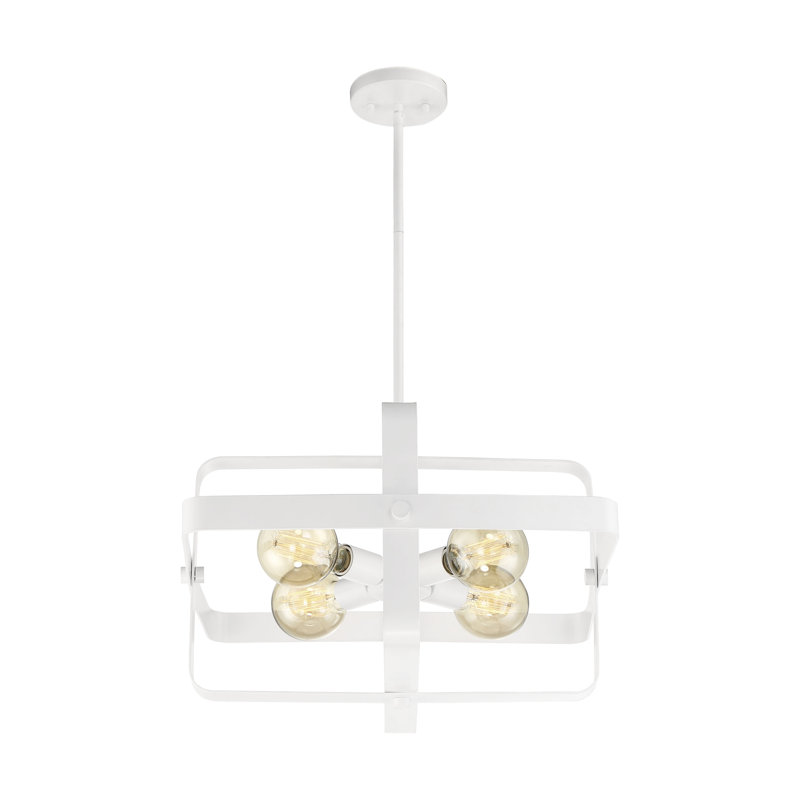 Lustre géométrique carré / rectangulaire à 4 lumières Rigby, Blanc