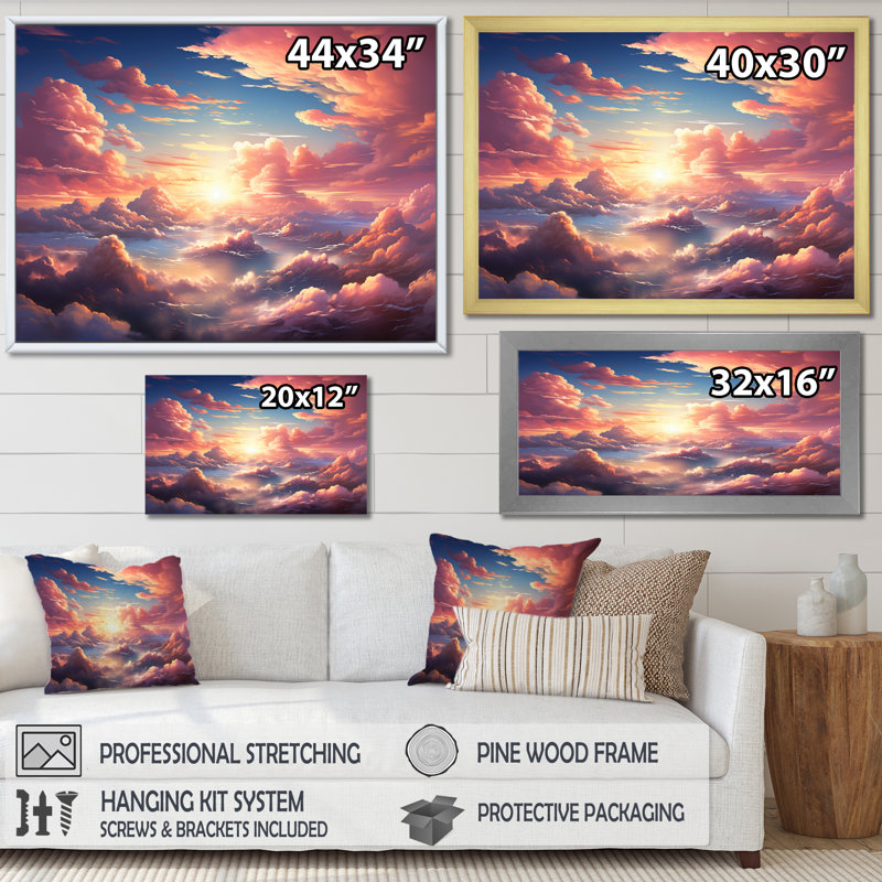 Kawaii Landscape Clouds II sur impression sur toile, Cadre photo blanc, H 12 po x l 20 po x P 1 po