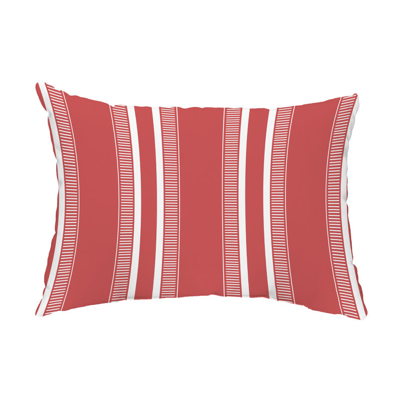 Dashing Striped Outdoor Reversible Throw Pillow, Orange