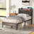 Upholstered Bed Frame with Charging Station and Storage Headboard-204282734-204282729