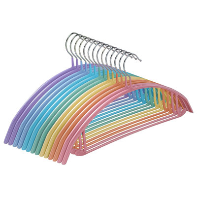 Heavy Duty PVC-Coated Metal Hangers, 14-Pack (Rainbow)