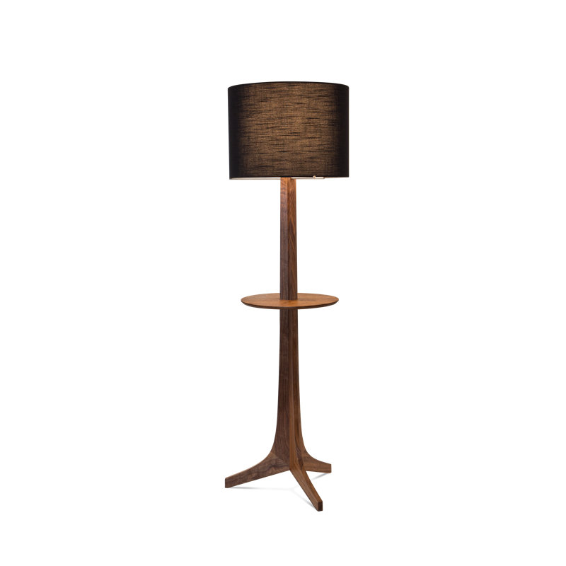 Nauta Floor Lamp, Brushed Aluminum/Dark Stained Walnut/Black, Black Amaretto