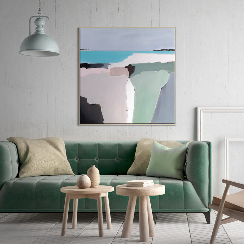 All At Sea by Brenda Meynell - Painting, Brown Framed Canvas, 102cm H x 102cm W x 5cm D