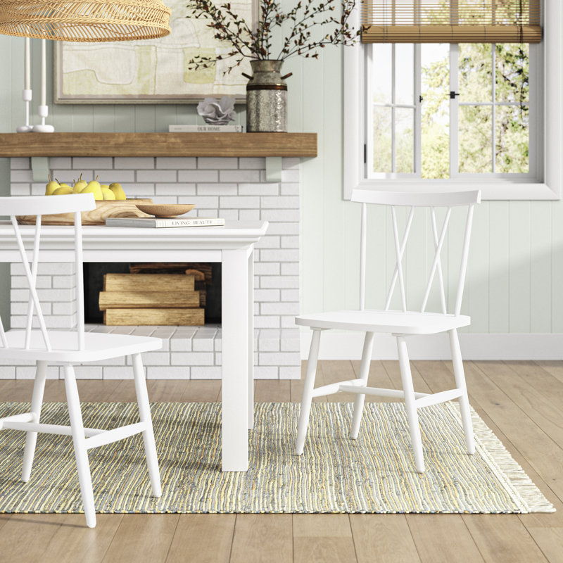 Chaise d'appoint en bois massif Jordyn, Blanc