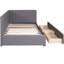 Lit simple tapissier avec 2 tiroirs de rangement, tissu en lin, sans sommier, lit de jour à cadre gris requis, taille, rangement, tissu-1054768000