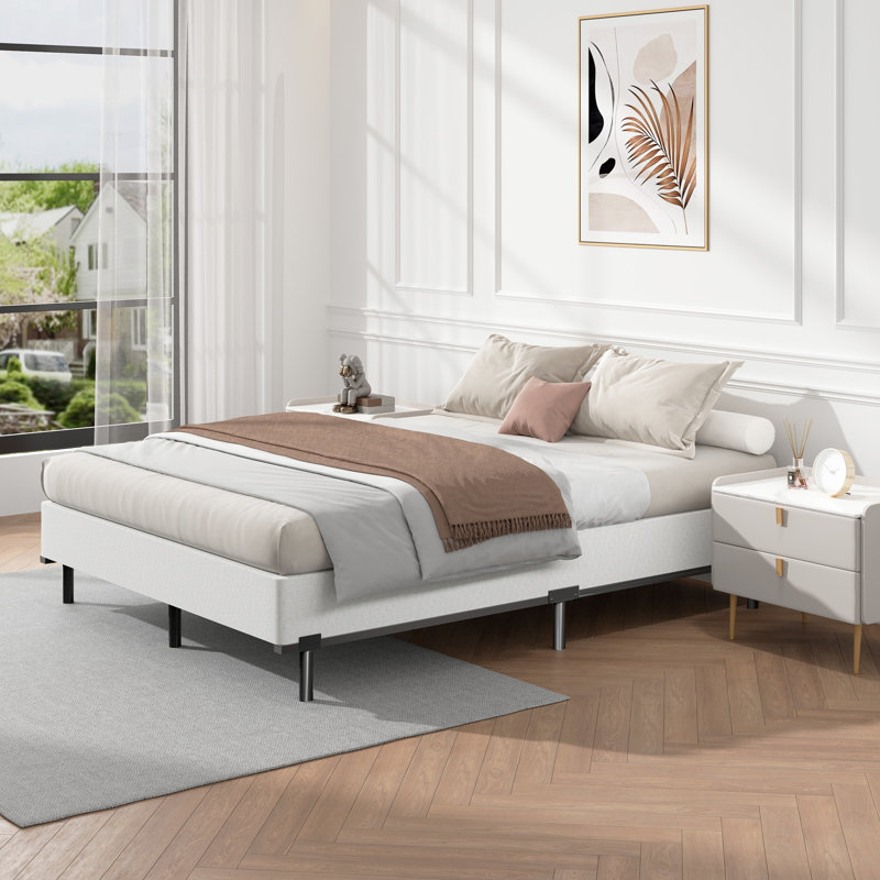 7 Inch Standard Profile Box Spring Only with Fabric Cover Mattress Foundation Easy Assembly, Full