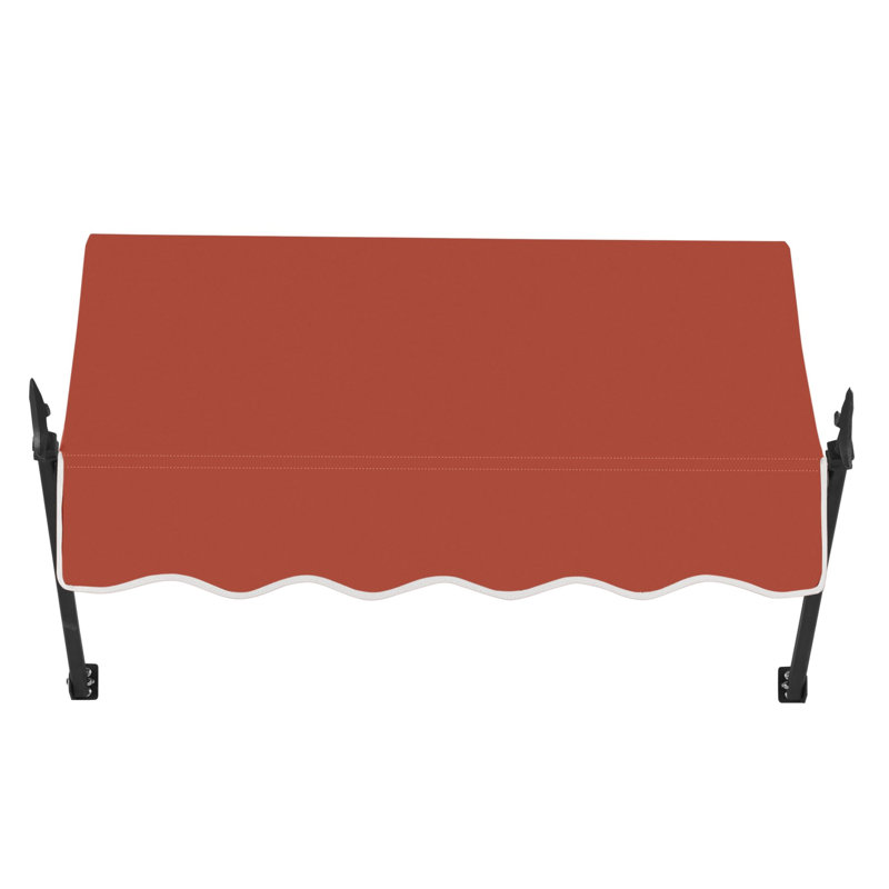 Awntech New Orleans Acrylic Fabric Fixed Awning with Iron Spear Arms, Terracotta, 31" H x 88.5" W x 16" D