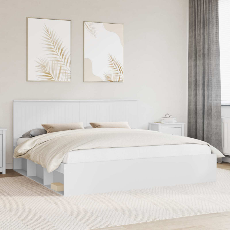 Solid Wood Bed, White, Super King (6')