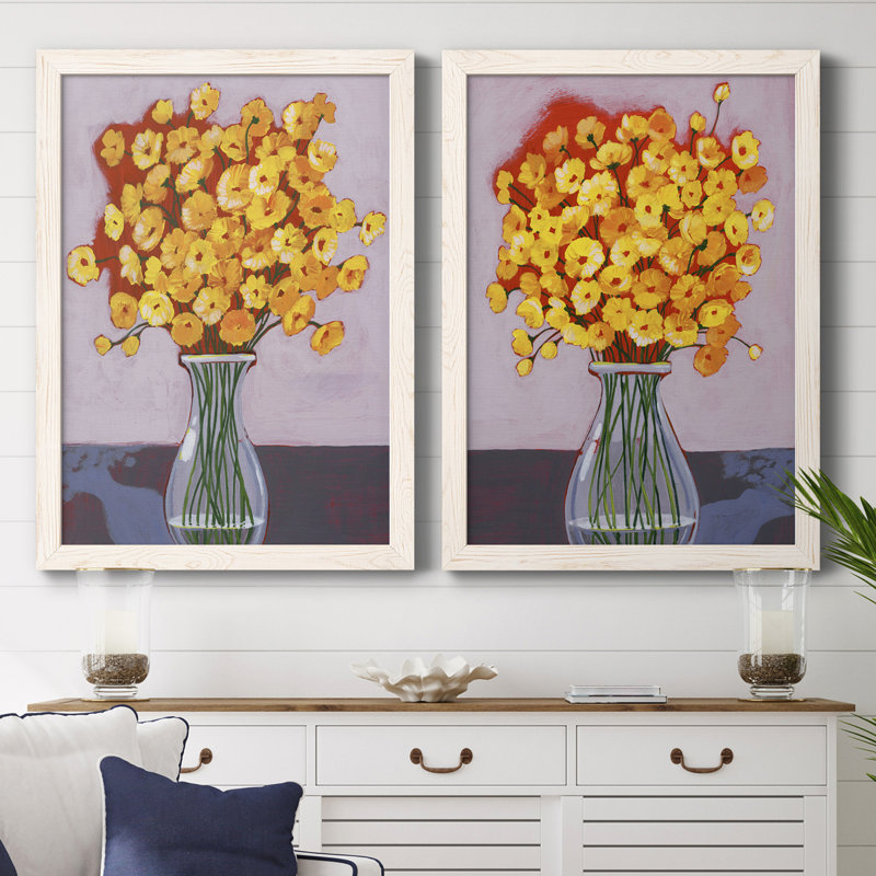 «Daisy Bouquet I», toile encadrée de qualité supérieure - prête à être accrochée, H 20 po x l 34 po x P 1,5 po
