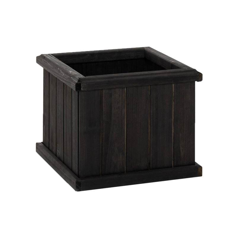 Barros Outdoor Wood Planter Box, Black